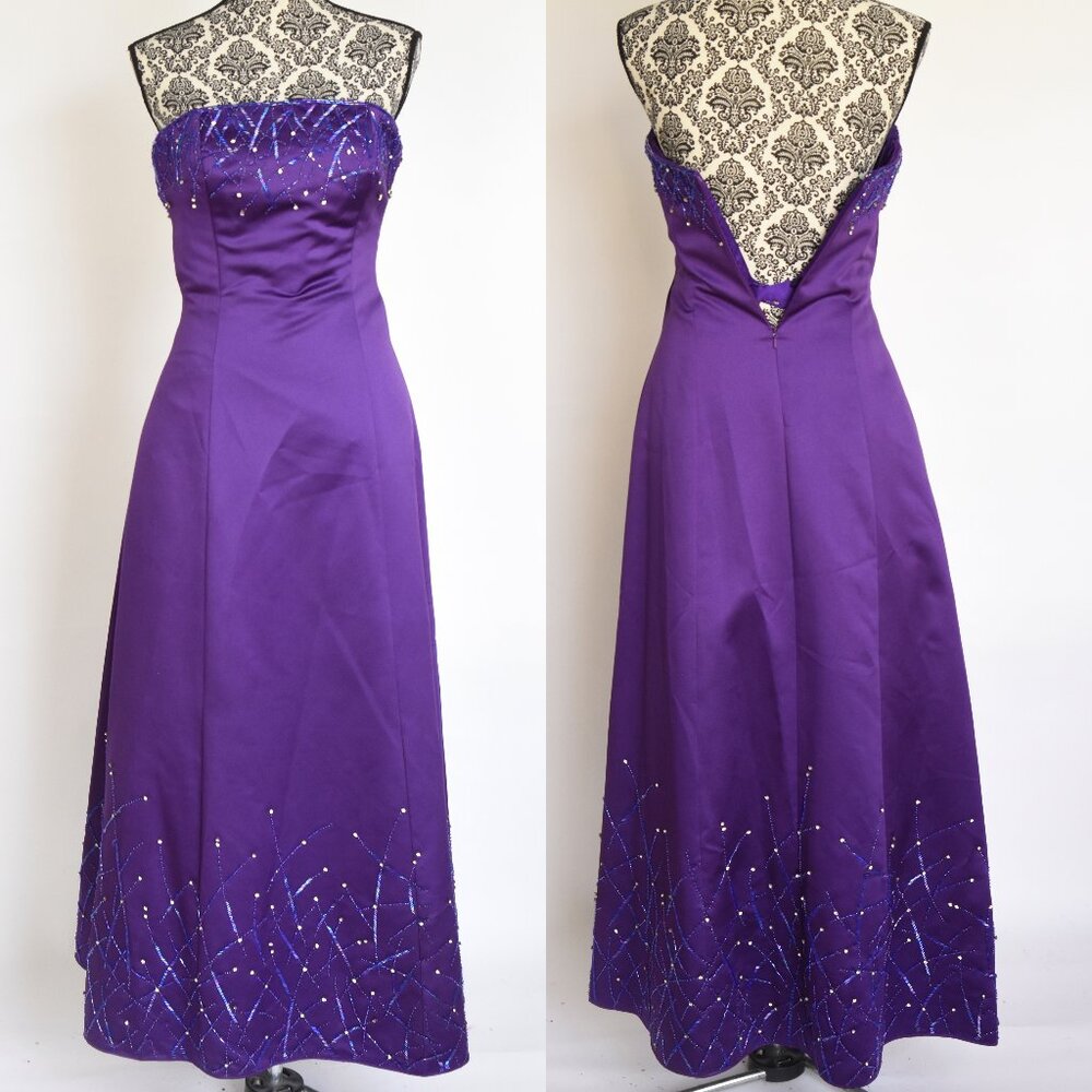 Purple Sleeveless Beaded Dress Formal Prom Special Occasion Eggplant Color 4-6